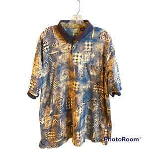 Roundtree & yorke fish island themed fish polo 2XL